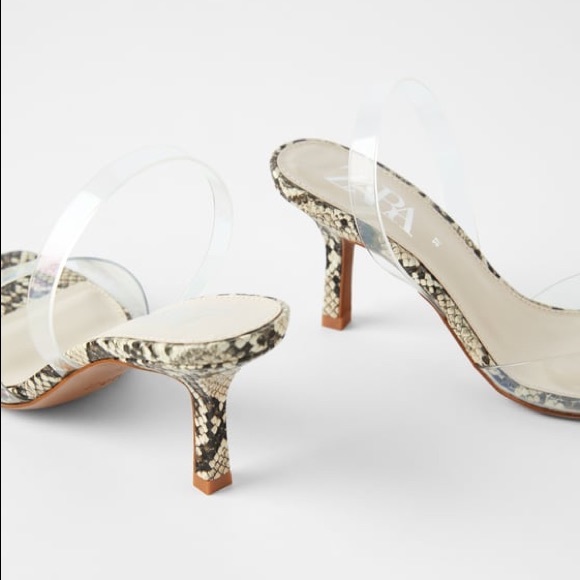Zara vinyl and animal print heeled sandals - Picture 6 of 9